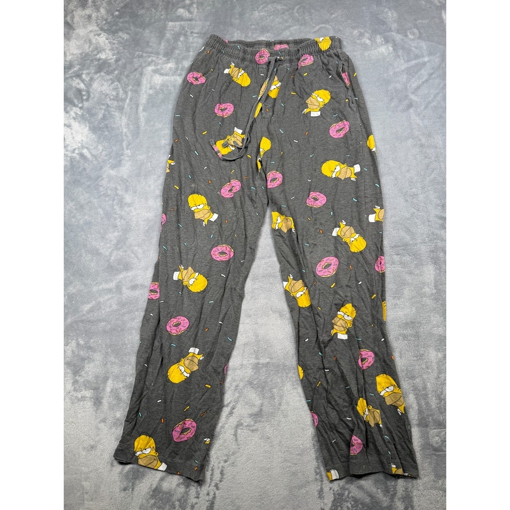Mad Engine The Simpsons Pajama Pants Mens Small Gray Homer Frosted Donuts